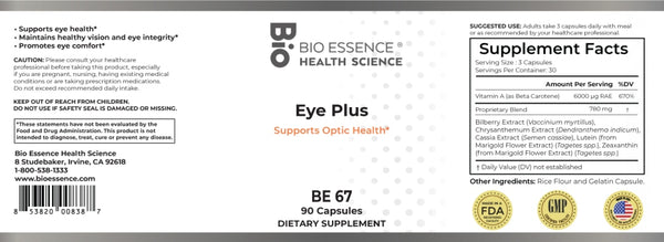 Bio Essence Health Science, Eye Plus, 90 Capsules