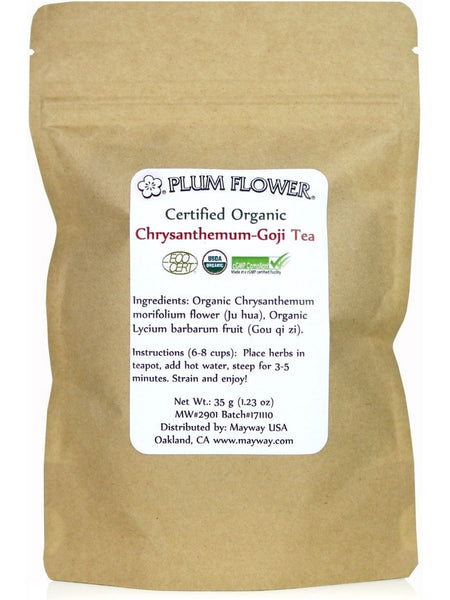** 12 PACK ** Plum Flower, Chrysanthemum & Goji Tea, Certified Organic, 1.23 oz