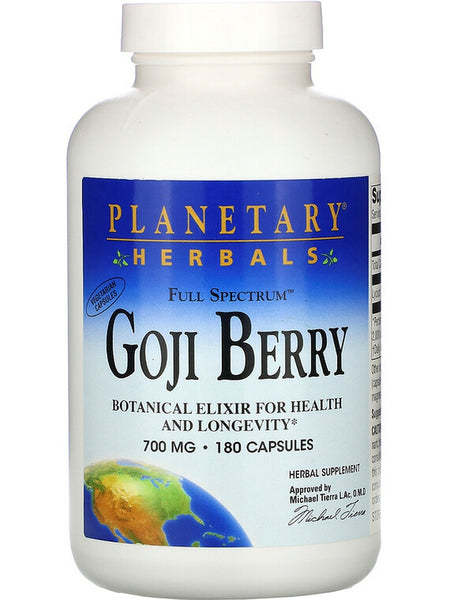 Planetary Herbals, Goji Berry, Full Spectrum™ 700 mg, 180 Vegetarian Capsules