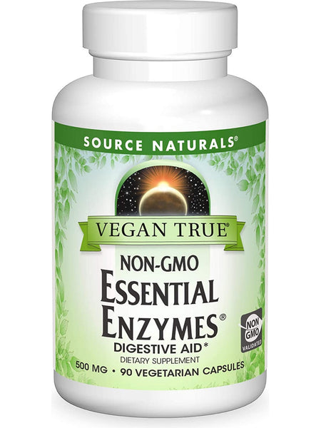 Source Naturals, Vegan True® Non-GMO Essential Enzymes® 500 mg, 90 vegetarian capsules