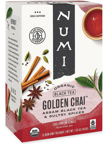 ** 12 PACK ** Numi, Golden Chai, 18 Non-GMO Tea Bags