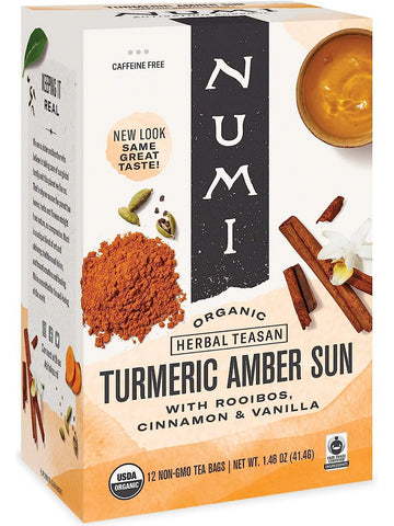 ** 12 PACK ** Numi, Turmeric Amber Sun, 12 Non-GMO Tea Bags