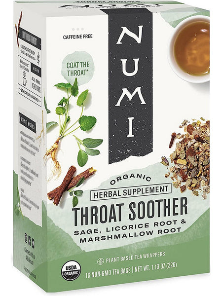 ** 12 PACK ** Numi, Throat Soother, 16 Non-GMO Tea Bags