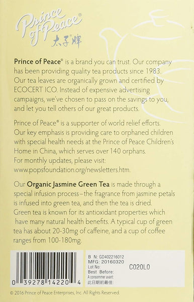 Prince Of Peace, Organic Jasmine and Green Tea, 20 bag