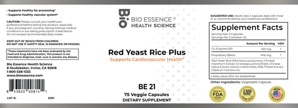 Bio Essence Health Science, Red Yeast Rice Plus, 75 Veggie Capsules