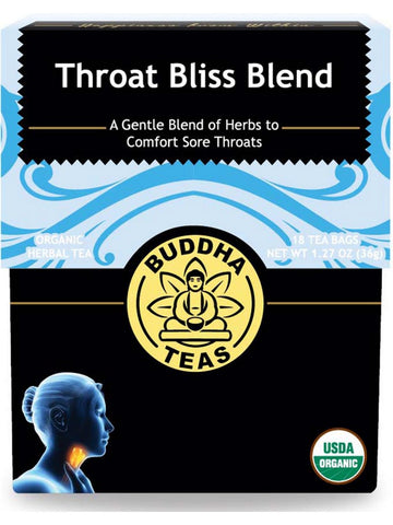 ** 12 PACK ** Buddha Teas, Throat Bliss Blend, 18 Tea Bags