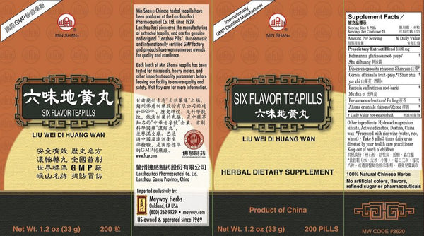 Min Shan, Liu Wei Di Huang Wan, Six Flavor Formula, 200 ct