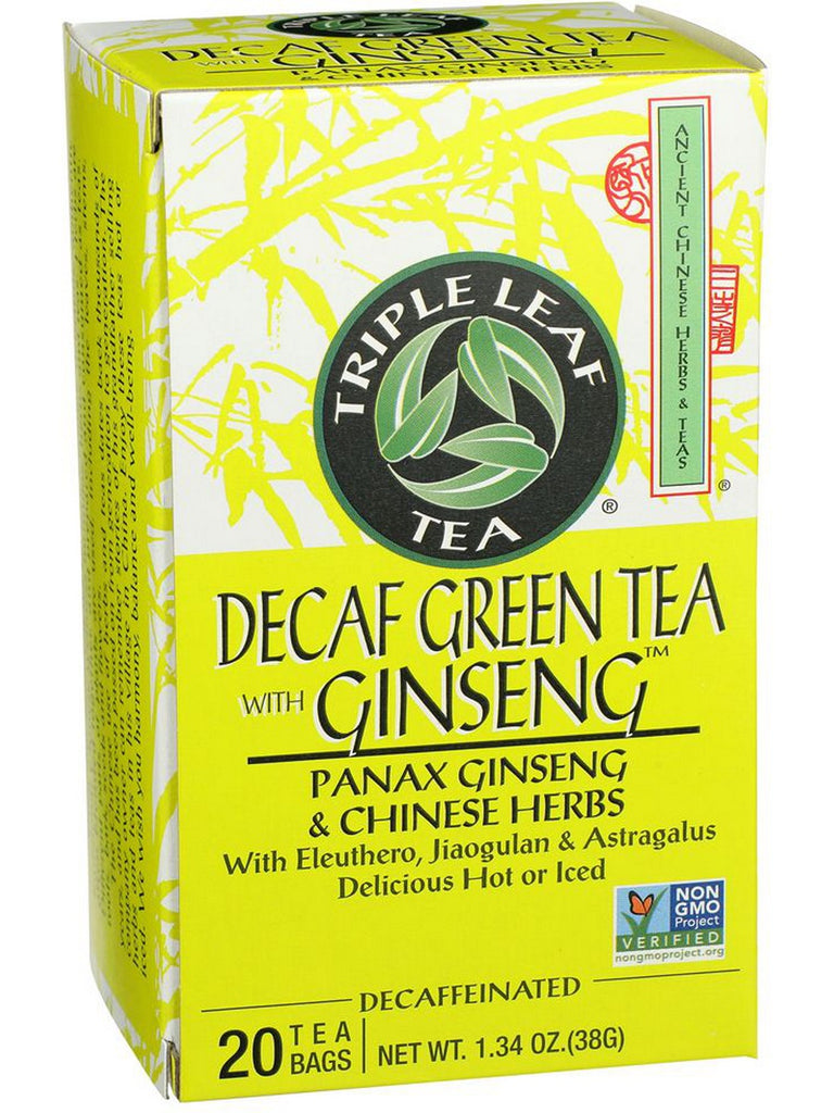 Decaf Green Tea with Ginseng, 20 tea bags, Triple Leaf Tea