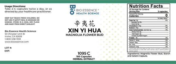 Bio Essence Health Science, Xin Yi Hua, Magnolia Flower, 5:1 Extract Capsules, 100 Capsules