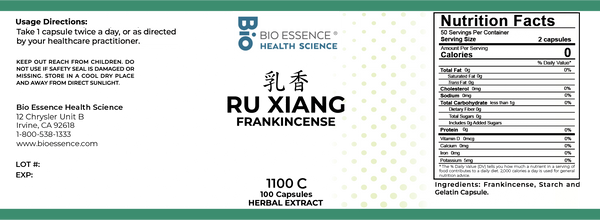 Bio Essence Health Science, Ru Xiang, Frankincense, 5:1 Extract Capsules, 100 Capsules