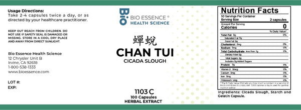 Bio Essence Health Science, Chan Tui, Ciccada Slough, 5:1 Extract Capsules, 100 Capsules