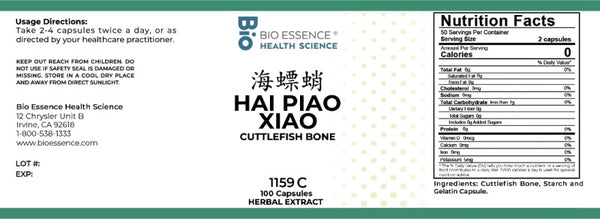 Bio Essence Health Science, Hai Piao Xiao, Cuttlefish Bone, 5:1 Extract Capsules, 100 Capsules
