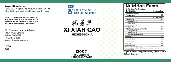 Bio Essence Health Science, Xi Xian Cao, Siegesbeckia, 5:1 Extract Capsules, 100 Capsules