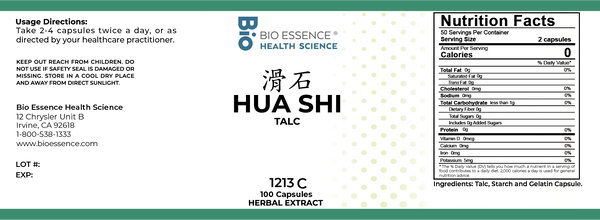 Bio Essence Health Science, Hua Shi, Talcum, 5:1 Extract Capsules, 100 Capsules