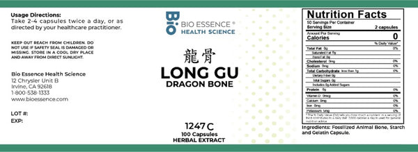 Bio Essence Health Science, Long Gu, Dragon Bone, 5:1 Extract Capsules, 100 Capsules