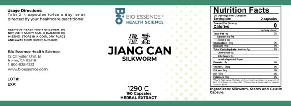 Bio Essence Health Science, Jiang Can, Silkworm, 5:1 Extract Capsules, 100 Capsules