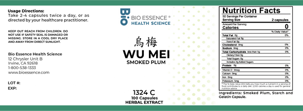 Bio Essence Health Science, Wu Mei, Black Plum, 5:1 Extract Capsules, 100 Capsules