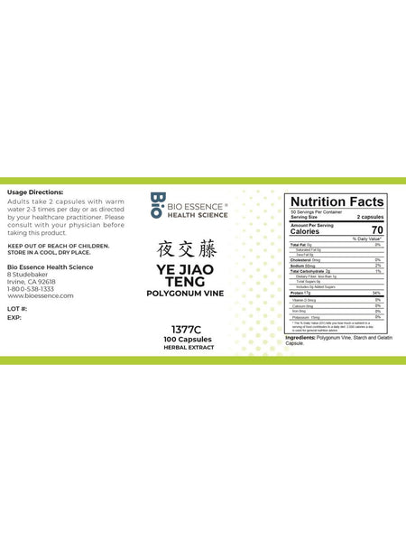 Bio Essence Health Science, Ye Jiao Teng, Polygonum Vine, 5:1 Extract Capsules, 100 Capsules