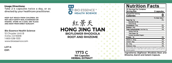 Bio Essence Health Science, Hong Jing Tian, Rhodiola Rosea, 5:1 Extract Capsules, 100 Capsules