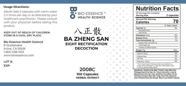Bio Essence Health Science, Ba Zheng San, Eight Rectification Decoction, 100 Capsules