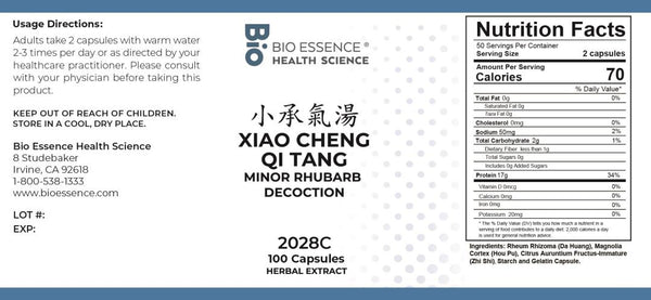 Bio Essence Health Science, Xiao Cheng Qi Tang, Minor Rhubarb Decoction, 100 Capsules