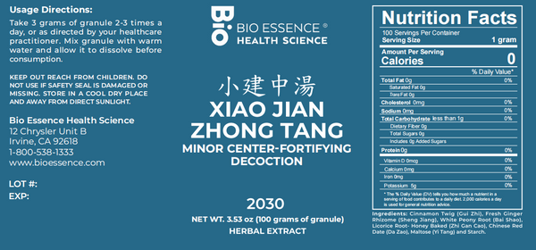 Bio Essence Health Science, Xiao Jian Zhong Tang, Cinnamon & Paeonia Decoction, Granules, 100 grams