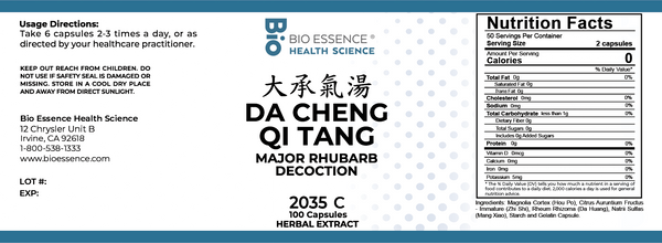 Bio Essence Health Science, Da Cheng Qi Tang, Major Rhubarb Decoction, 100 Capsules