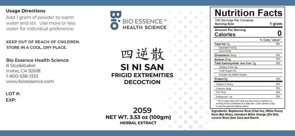 Bio Essence Health Science, Si Ni San, Frigid Extremities Decoction, Granules, 100 grams