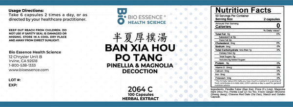 Bio Essence Health Science, Ban Xia Hou Po Tang, Pinellia & Magnolia Decoction, 100 Capsules