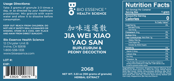 Bio Essence Health Science, Jia Wei Xiao Yao San, Bupleurum & Peony Decoction, Granules, 100 grams
