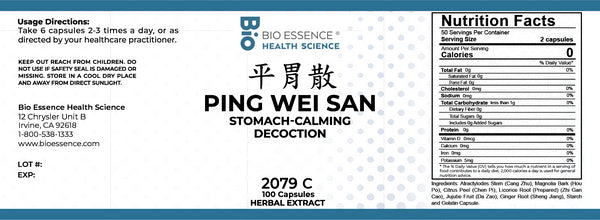 Bio Essence Health Science, Ping Wei San, Calm The Stomach Decoction, 100 Capsules