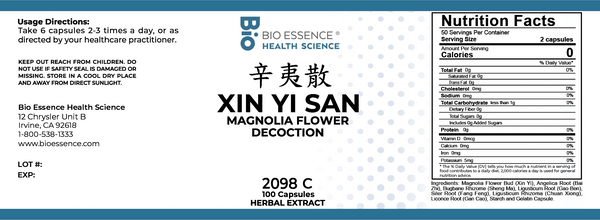 Bio Essence Health Science, Xin Yi San, Magnolia Flower Decoction, 100 Capsules