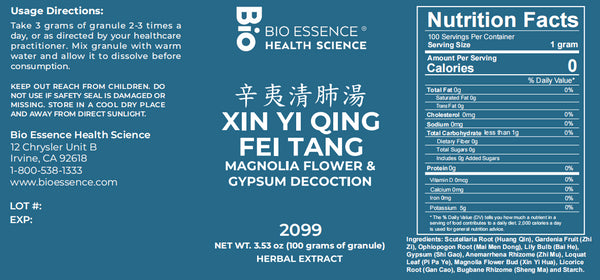 Bio Essence Health Science, Xin Yi Qing Fei Tang, Magnolia Flower & Gypsum Decoction, Granules, 100 grams