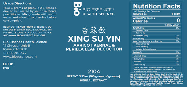 Bio Essence Health Science, Xing Su Yin, Apricot Kernal & Perilla Leaf Decoction, Granules, 100 grams