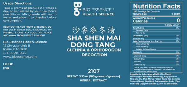 Bio Essence Health Science, Sha Shen Mai Dong Tang, Glehnia & Ophiopogon Decoction, Granules, 100 grams