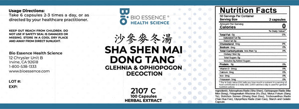 Bio Essence Health Science, Sha Shen Mai Dong Tang, Glehnia & Ophiopogon Decoction, 100 Capsules