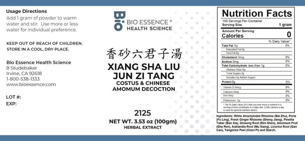 Bio Essence Health Science, Xiang Sha Liu Jun Zi Tang, Costus & Chinese Amomum Decoction, Granules, 100 grams
