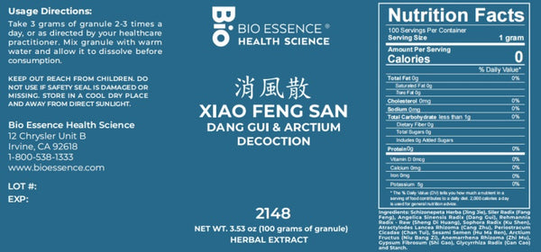Bio Essence Health Science, Xiao Feng San, Dang Gui & Arctium Decoction, Granules, 100 grams