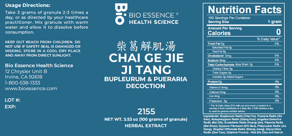 Bio Essence Health Science, Chai Ge Jie Ji Tang, Bupleurum & Kudzu Decoction, Granules, 100 grams