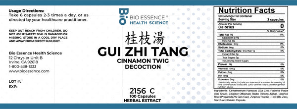 Bio Essence Health Science, Gui Zhi Tang, Cinnamon Twig Decoction, 100 Capsules