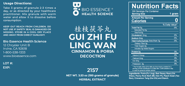 Bio Essence Health Science, Gui Zhi Fu Ling Wan, Cinnamon & Poria Decoction, Granules, 100 grams