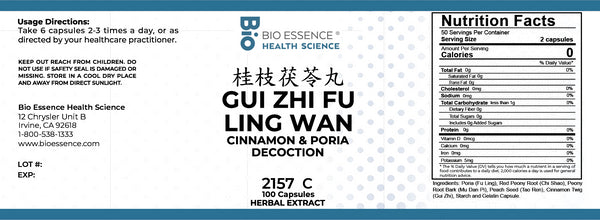 Bio Essence Health Science, Gui Zhi Fu Ling Wan, Cinnamon & Poria Decoction, 100 Capsules