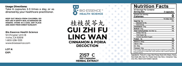 Bio Essence Health Science, Gui Zhi Fu Ling Wan, Cinnamon & Poria Decoction, 100 Capsules