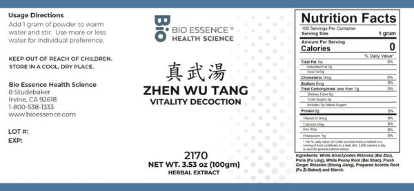 Bio Essence Health Science, Zhen Wu Tang, Vitality Decoction, Granules, 100 grams