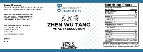Bio Essence Health Science, Zhen Wu Tang, Vitality Decoction, 100 Capsules