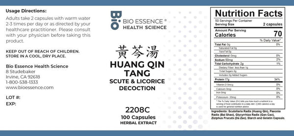 Bio Essence Health Science, Huang Qin Tang, Scute & Licorice Decoction, 100 Capsules