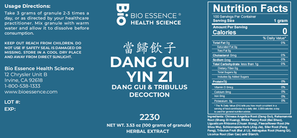 Bio Essence Health Science, Dang Gui Yin Zi, Dang Gui & Tribulus Decoction, Granules, 100 grams