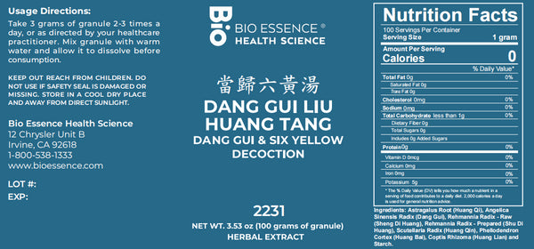 Bio Essence Health Science, Dang Gui Liu Huang Tang, Dang Gui & Six Yellow Decoction, Granules, 100 grams