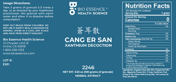 Bio Essence Health Science, Cang Er San, Xanthium Decoction, Granules, 100 grams