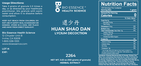 Bio Essence Health Science, Huan Shao Dan, Lycium Decoction, Granules, 100 grams